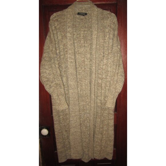 I.B. IB Diffusion VTG S Cardigan Sweater Coat Duster Long Heavy Cable Knit Wool - Picture 1 of 3